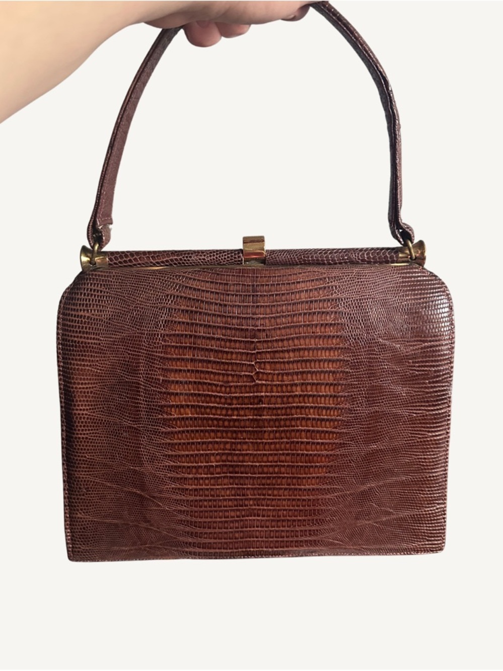 Genuine Lizard Skin Handbag w/ Original Coin Purse & Mirror - Roos/Atkins 1950